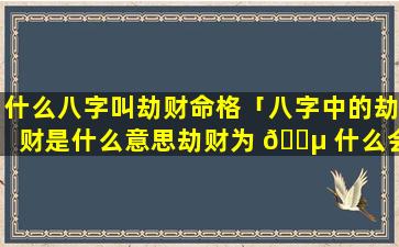 什么八字叫劫财命格「八字中的劫财是什么意思劫财为 🌵 什么会导致破 🐯 财」